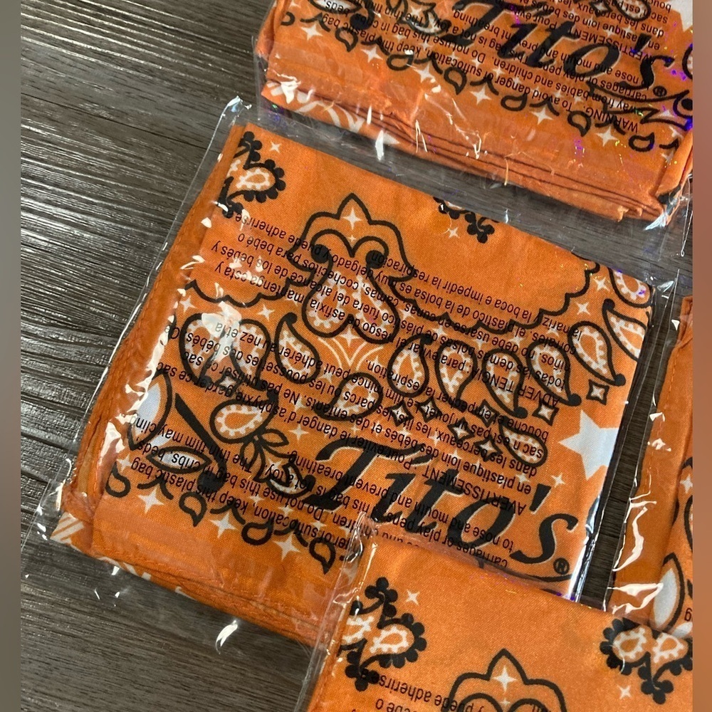Lot of 5 Tito’s Vodka bandanas orange Austin Texas - Picture 3 of 3
